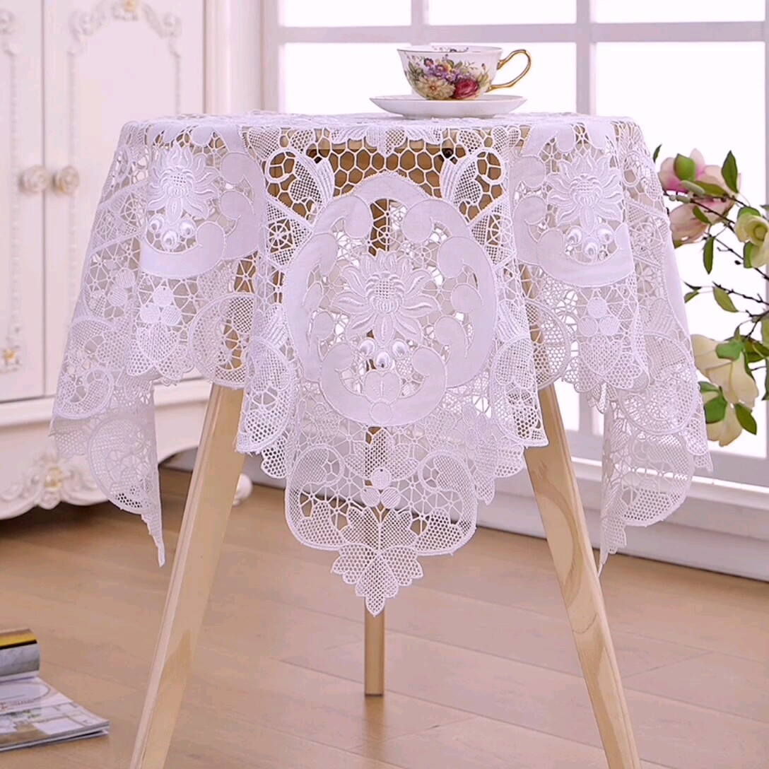 Festive Party Used Elegant White Embroidered Christmas Square