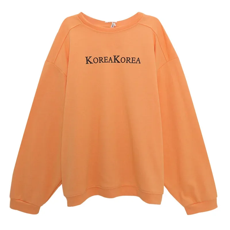 Spring and Autumn American Retro Street Style Thin BF Leisure Wind Korean Version Loose Medium Long Lake Blue Women's Sweatshirt Ins Trendy