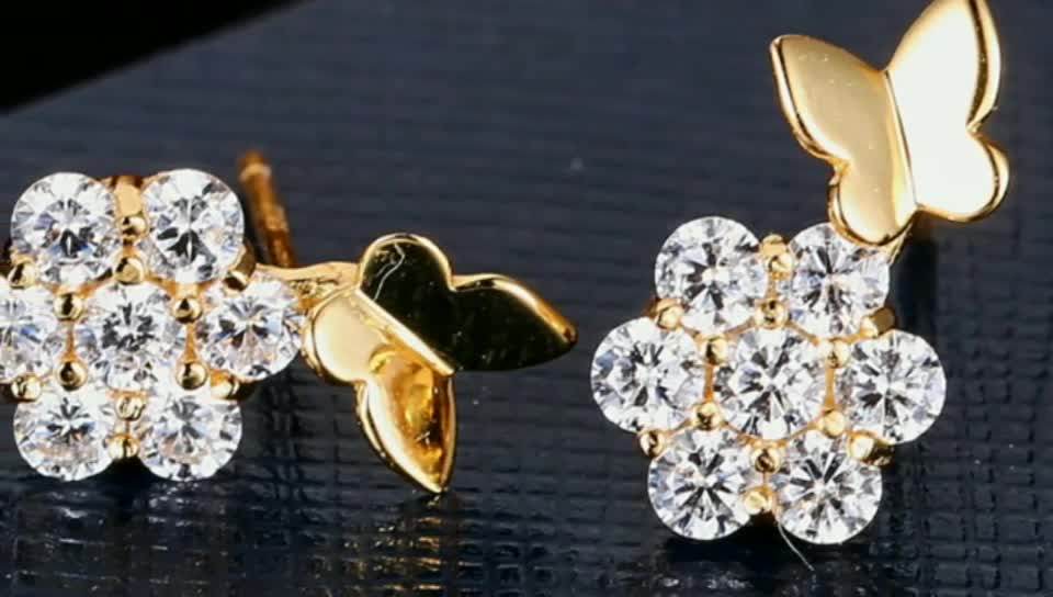 Wholesale Jewelry Supplies China Butterfly Earrings 22k Gold Earrings