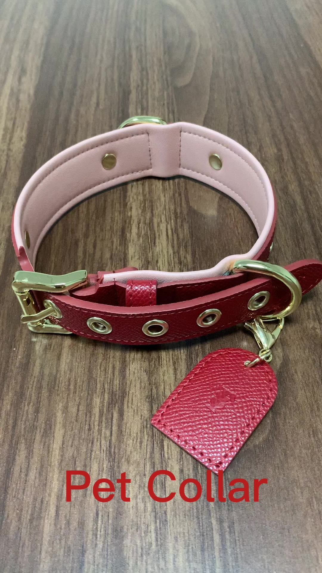 Luxury Leather Pet Collar Custom Colors Waterproof Classic Vegan