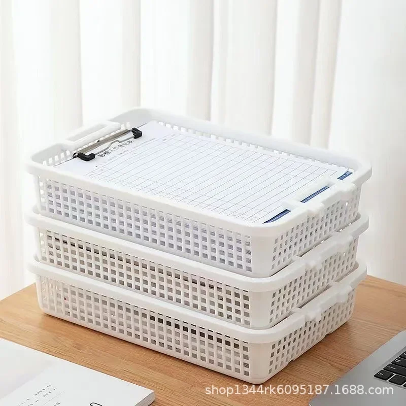 Storage Box Uncovered Desktop Finishing Box A4 Paper Storage Basket Rectangular Thickened Plastic Basket Office Desk Grocery Basket