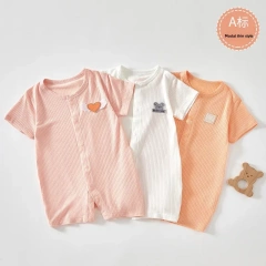 Baby clothes summer thin modal boneless single-breasted short-sleeve crawling suit for boys and girls, infant and baby onesie
