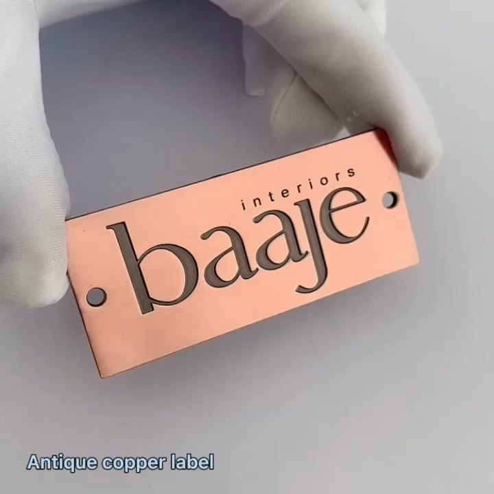 Rectangle Shape Luggage Metal Nameplate Brand Logos Custom Brushed Antique Nickle Metal Label