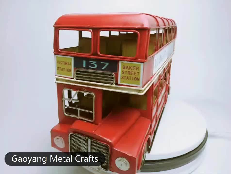 Red London Bus Blocks Metal Crafts Double Decker London Bus Toys