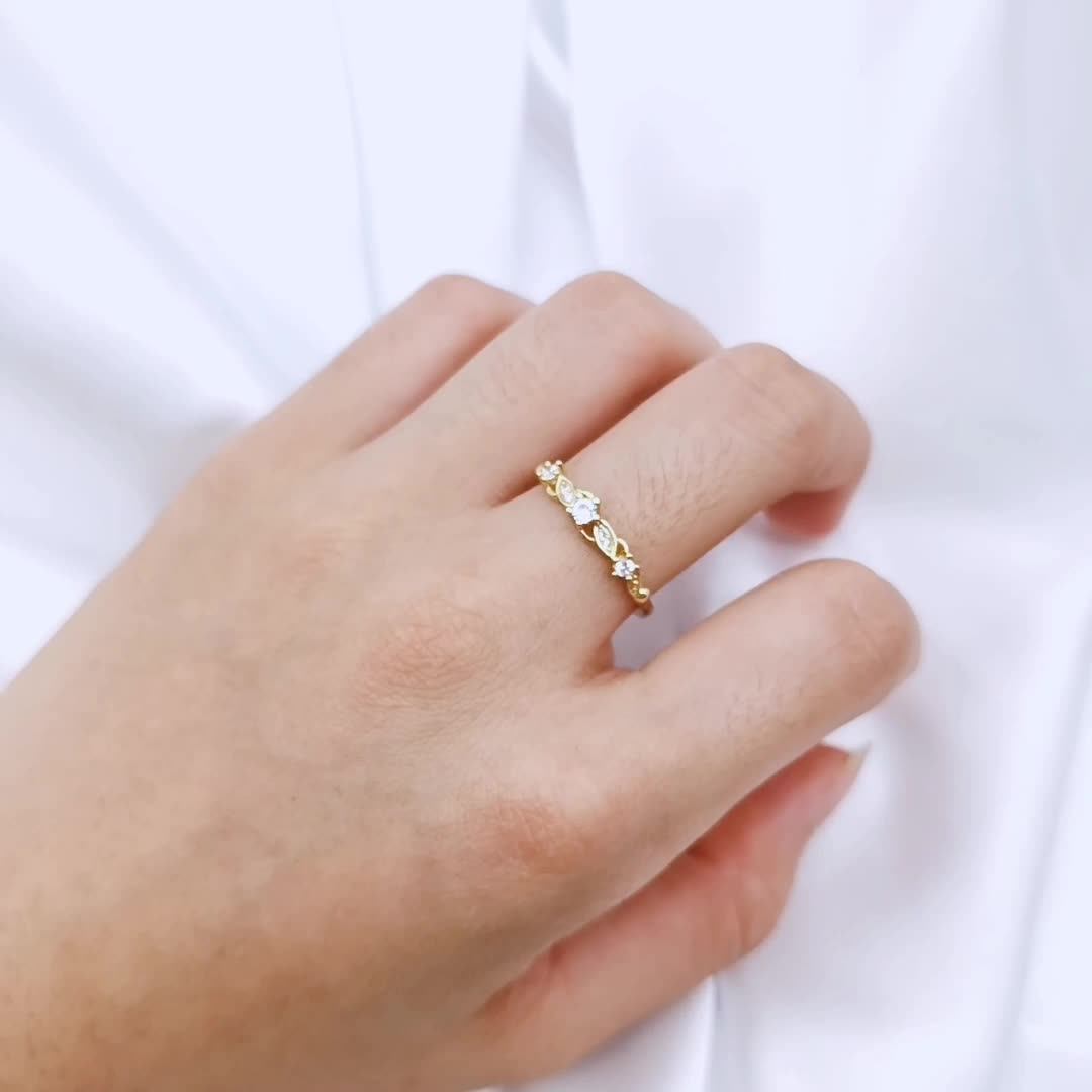 14kt Solid Gold Ring Classic Round Shape 14k Genuine Gold Cubic Zircon