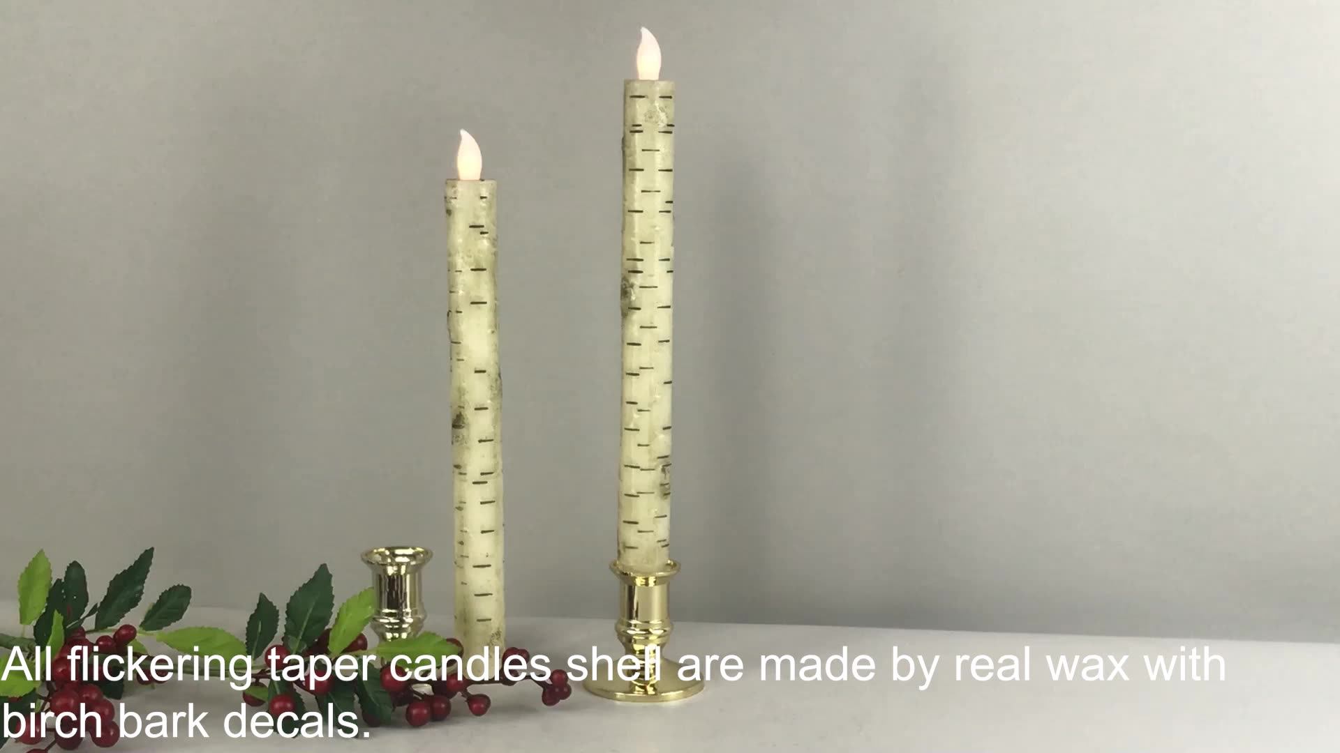 Flameless Flickering Real Wax Smokeless Birch Bark Effect Battery