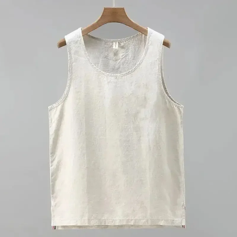 Men's retro T-shirt sleevless, solid vest, Chinese style