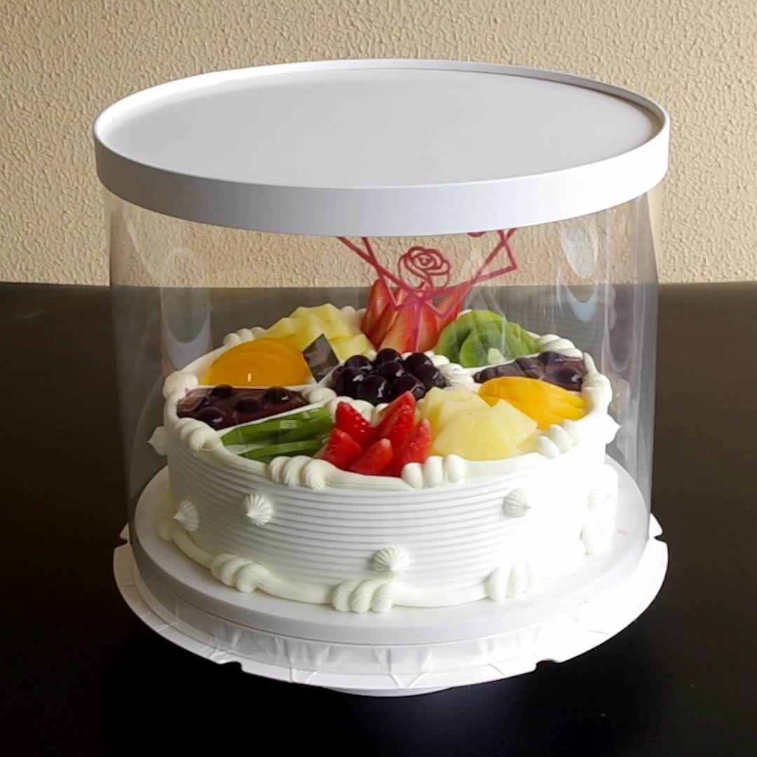 White Clear Round Plastic Transparent Cake Box For Birthday Cake Gift