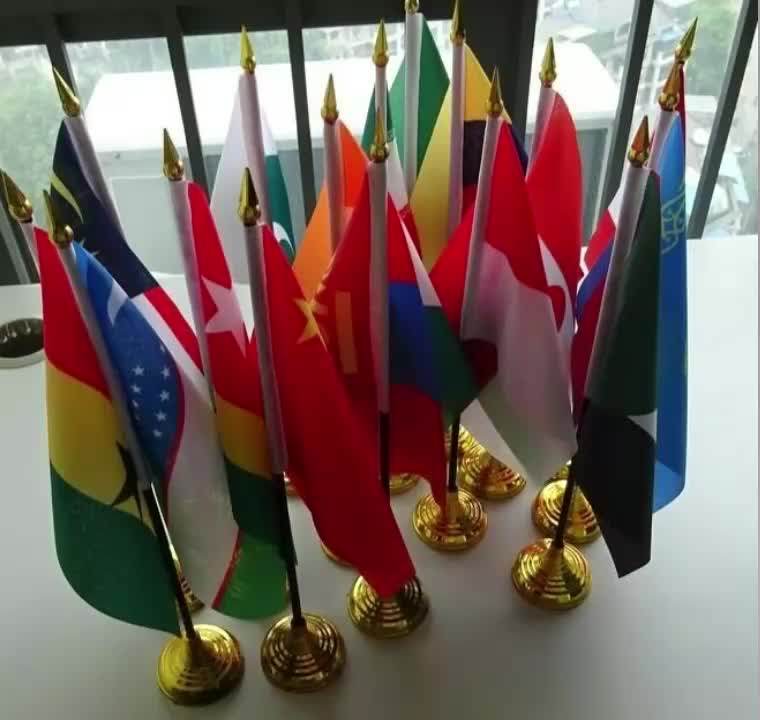 Promotional Country Flag Plastic/wooden/metal Table Flag Pole And Stand