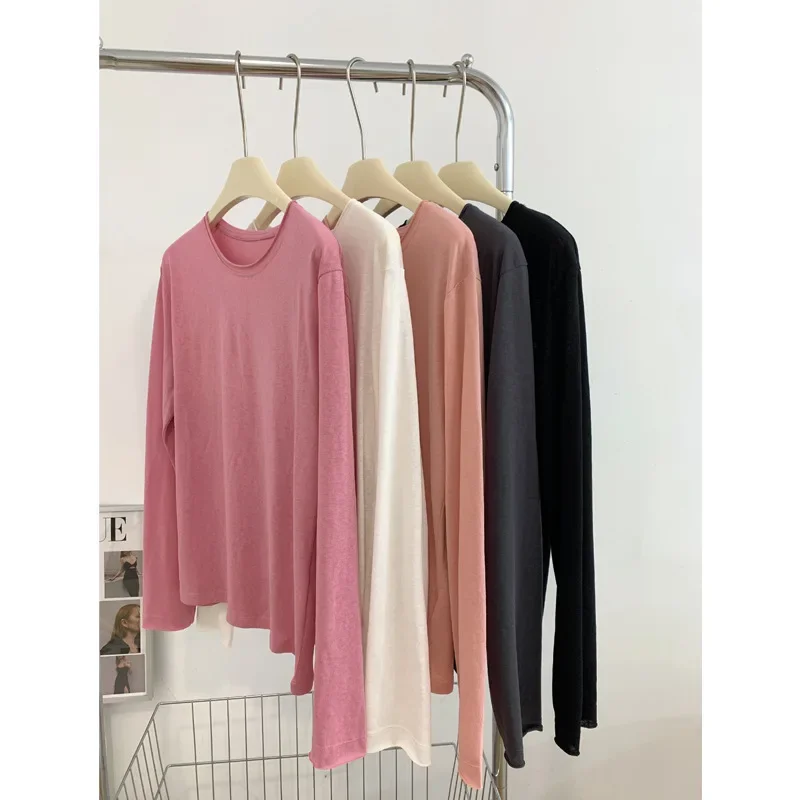 Summer base thin body-friendly long-sleeve with a round collar
