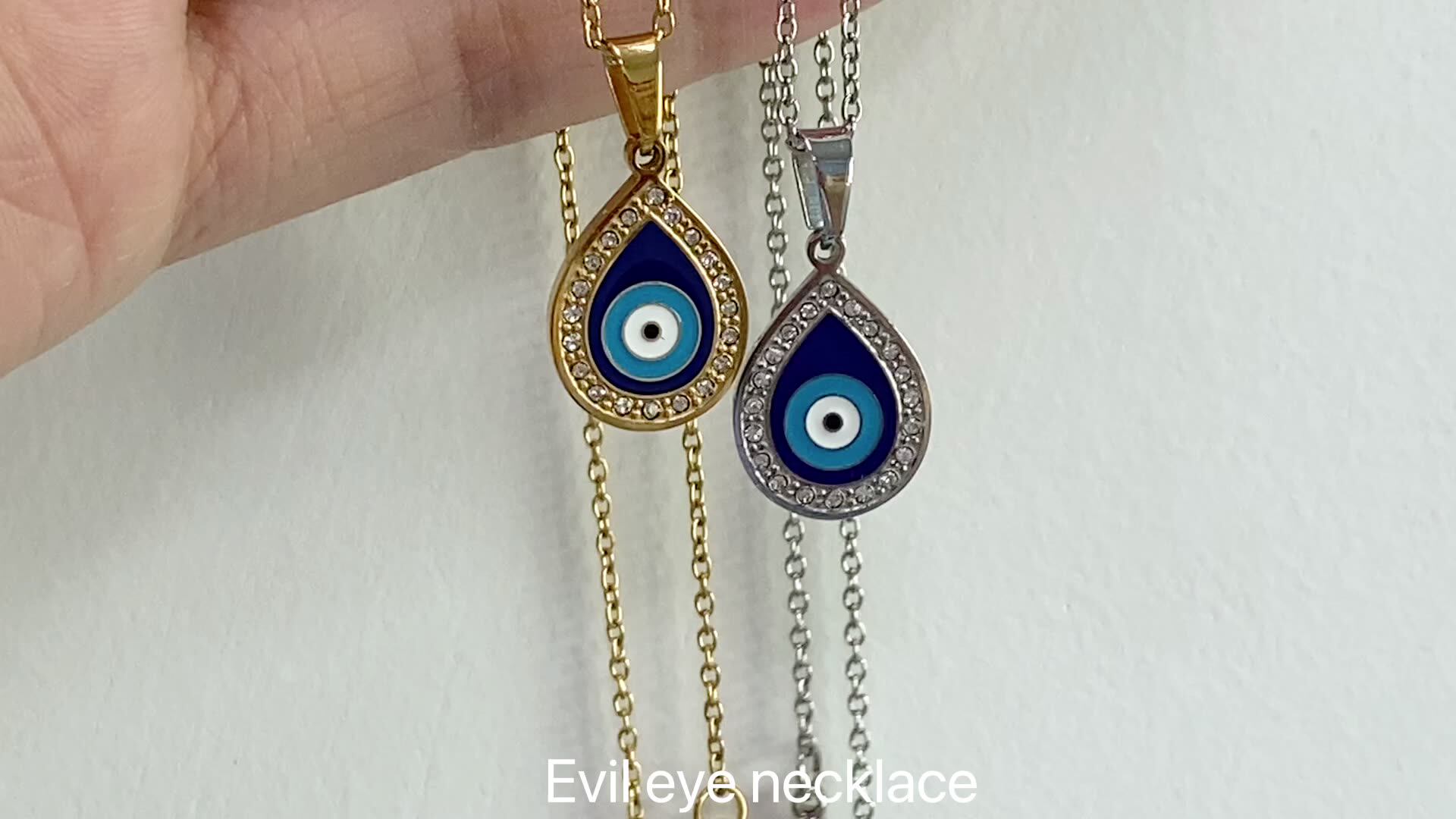 Turkish Blue Eye Necklace Stainless Steel Enamel