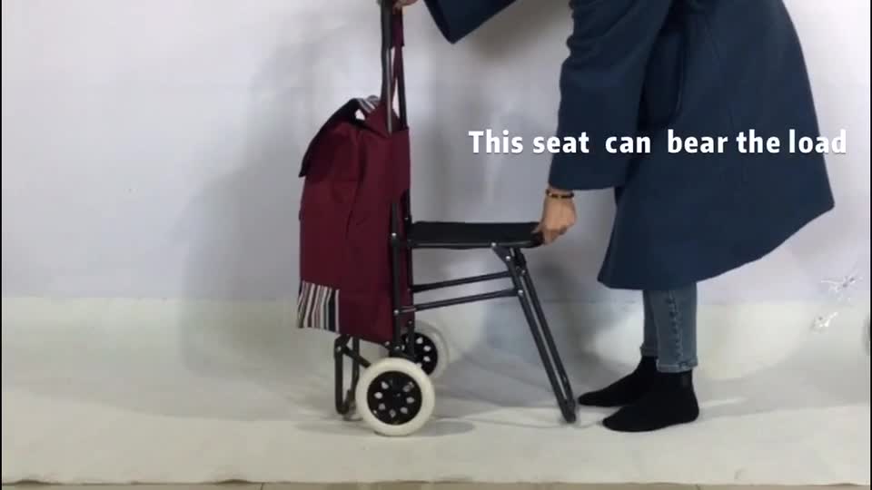 Older People Using Folding Shopping Market Trolley Cart Bag With Seat Chair Buy Shopping