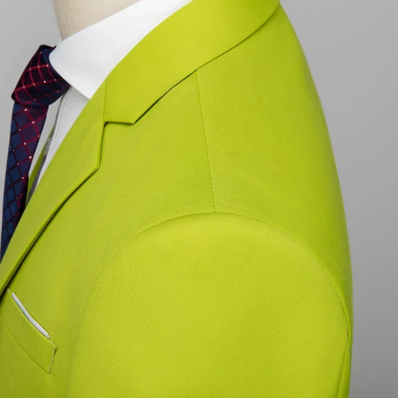 New Korean-style suit set for foreign trade and cross-border, two-button wedding suit set, 3D image, grass green, 662P180