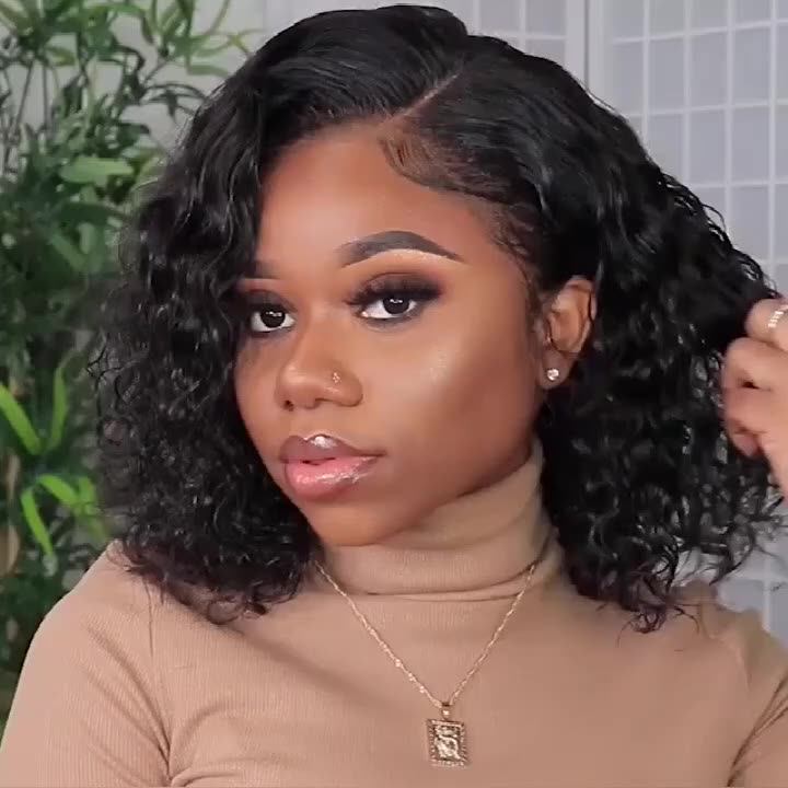 Unprocessed Raw Natural Lace Front Curly Bob Wig Wholesale Short Human