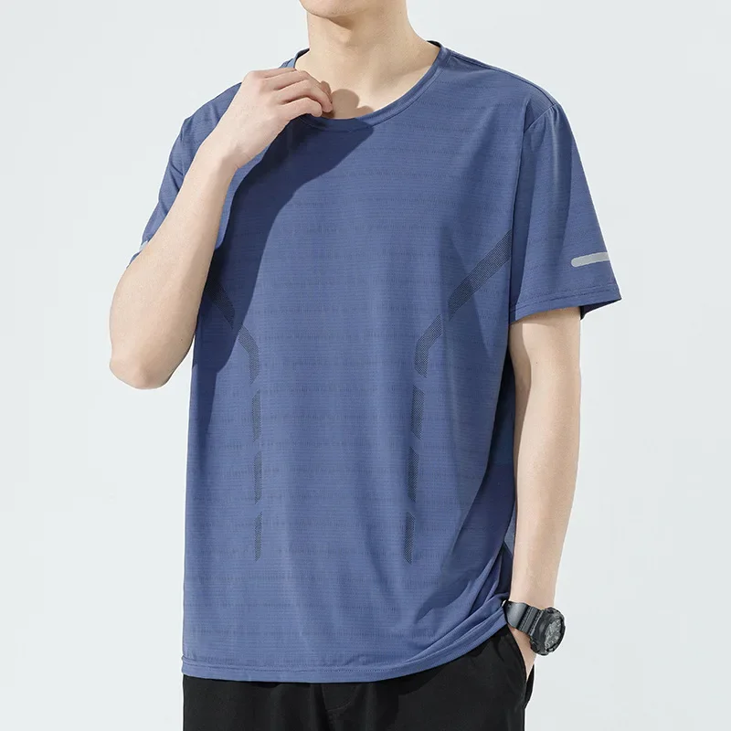 Men's Short Sleeve T-Shirt Summer Wear Ice Silk Drape Five-Button Up Top Design Fashion Niche Streetwear Loose Casual T-Shirt