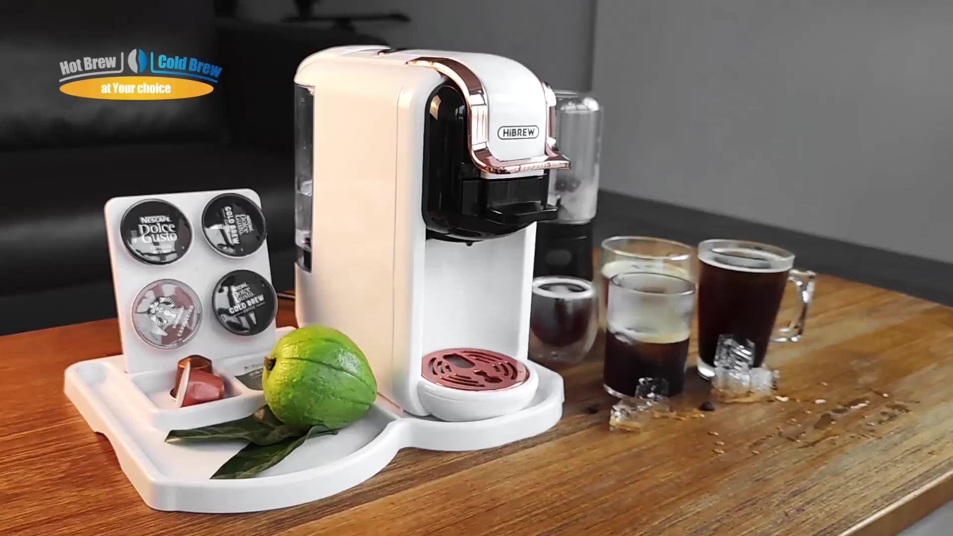 HiBREW Cafetera – Vista lateral mostrando grosor reducido