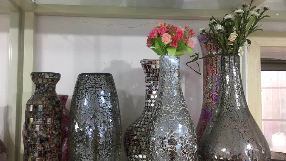 Mosaic Glass Gold Mirror Crafts Set/ Vase Set Buy Mosaic Vase,Glass