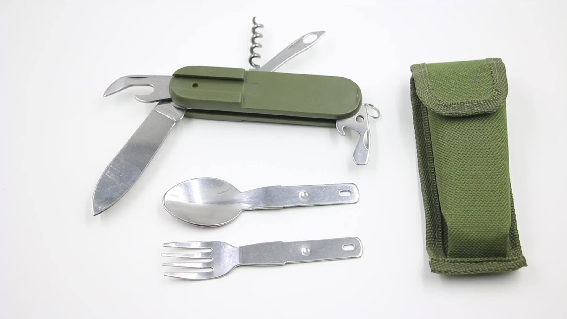 Cmart Portable 430 Stainless Steel Foldable Fork Spoon Knife Kit Outdoor Survival Travel Camping