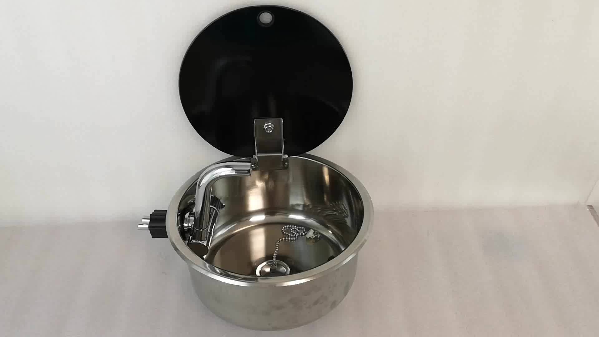 Boat Caravan Rv Stainless Steel Sink With Tempered Glass Lid 300*130mm