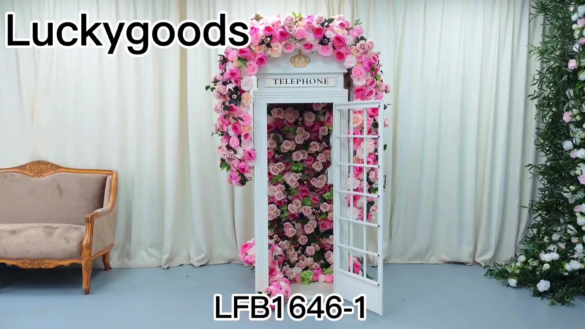 Lfb1646 Amazing Design Photo Props Telephone Booth Set With Artificial
