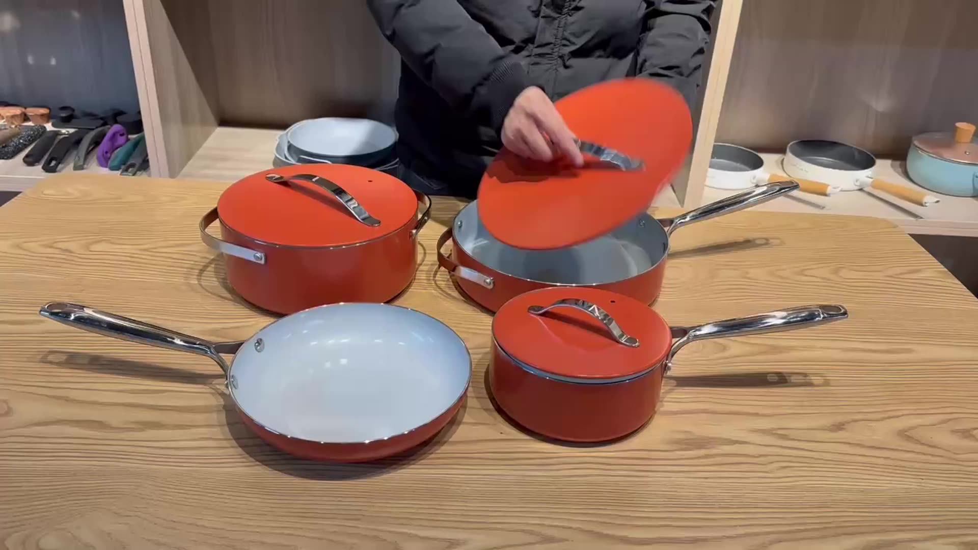 Hot Sell Caraway Pressed Aluminum Nonstick Cookware Set With Stainless Steel Handle Buy