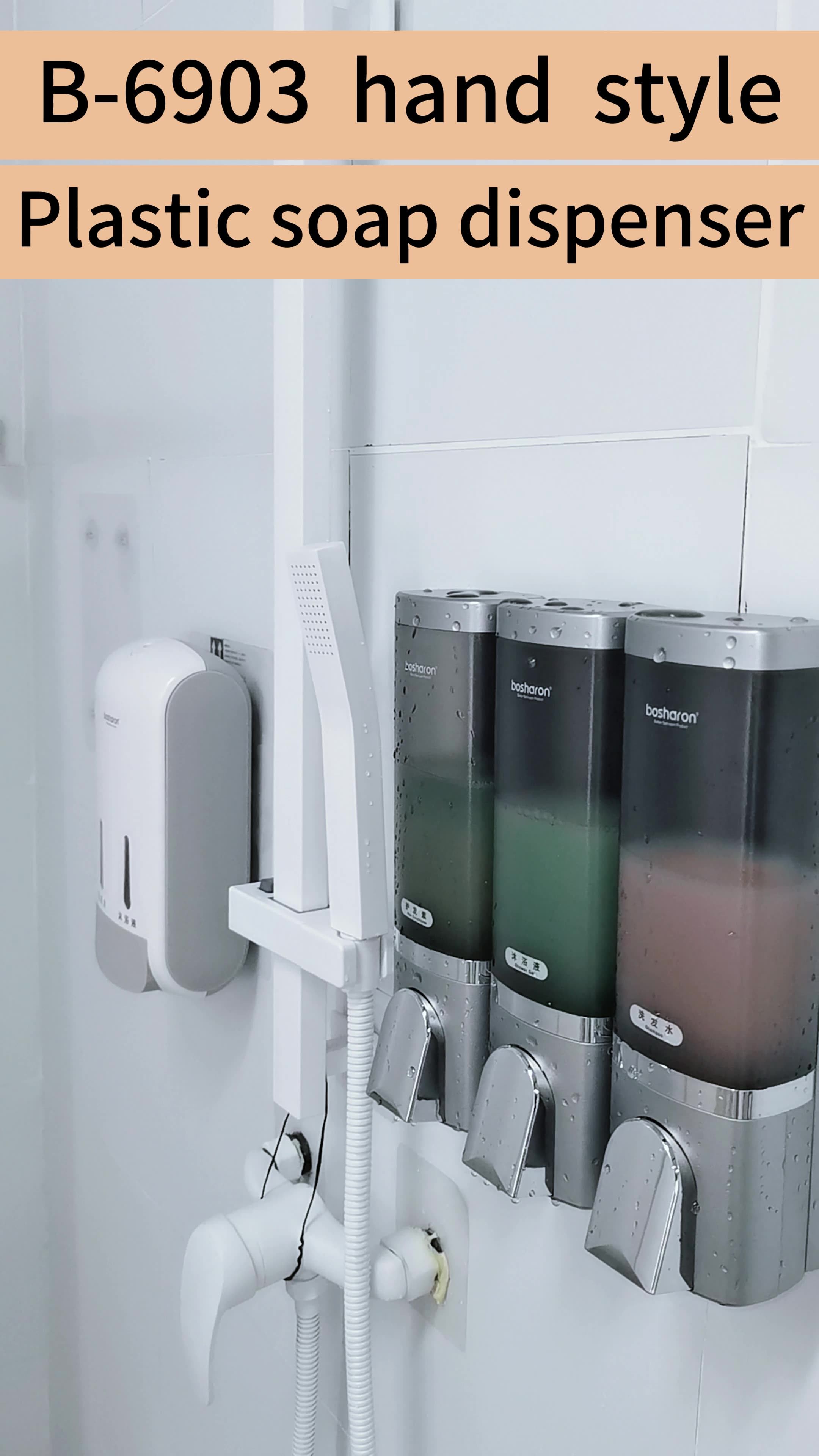 Factory 500ml*3 Wall Mounted Manual Shower Shampoo Dispenser Plastic Rectangle Sanitizer