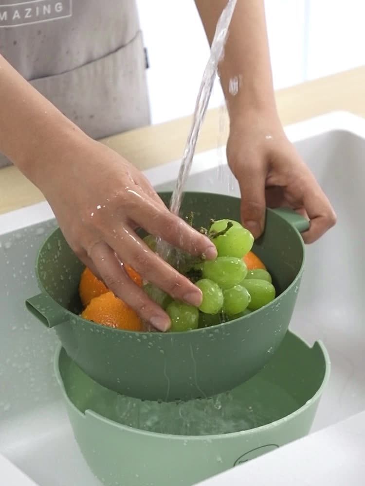 Pinmoo Original Design Double Layer Fruit And Vegetable Drain Basket