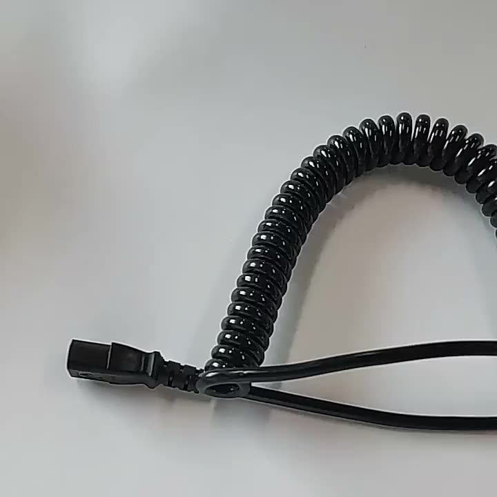 3core 1.5mm2 Retractile Coil Cords Spring Wire Coiled Cable With Iec
