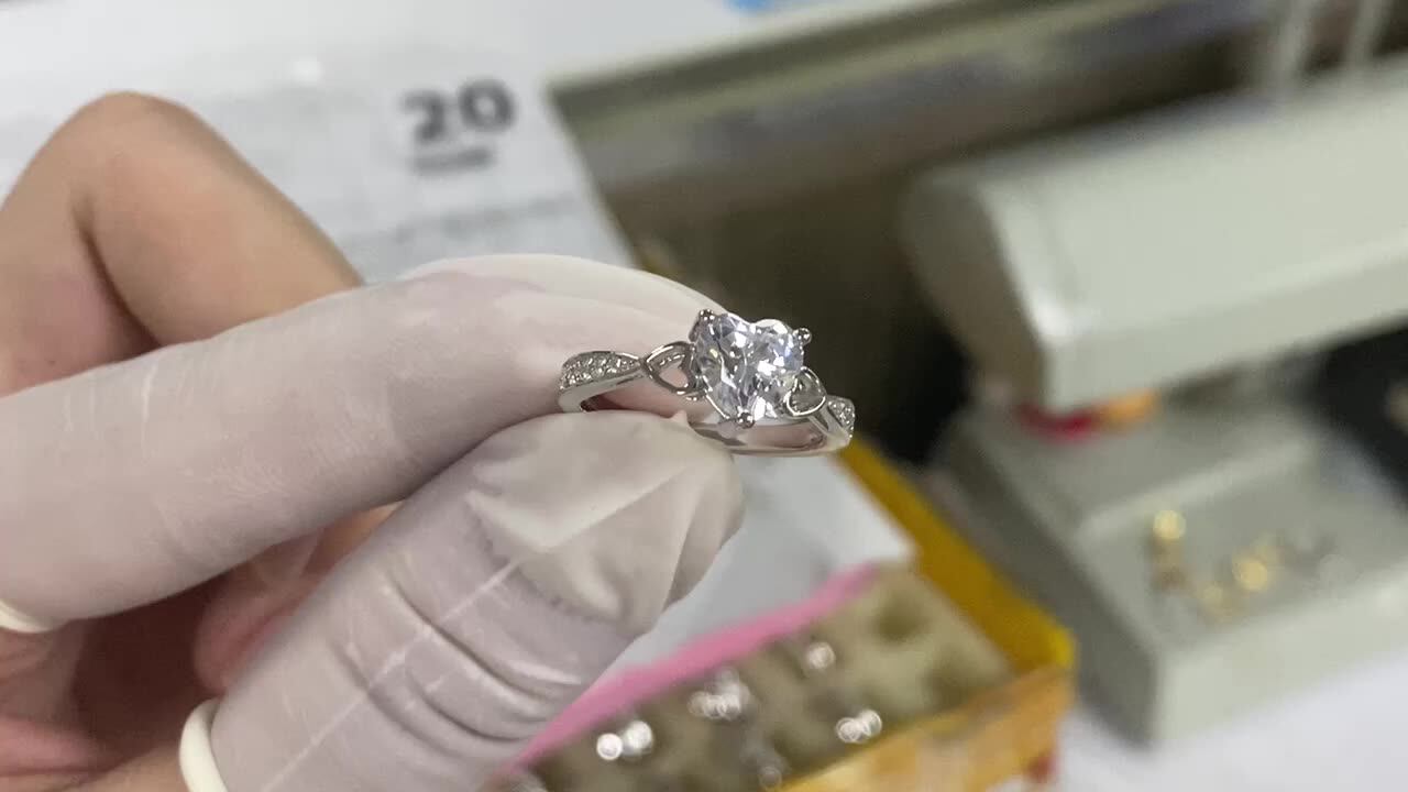 Handmade 18K White Gold Plated 925 Sterling Silver Engagement Ring