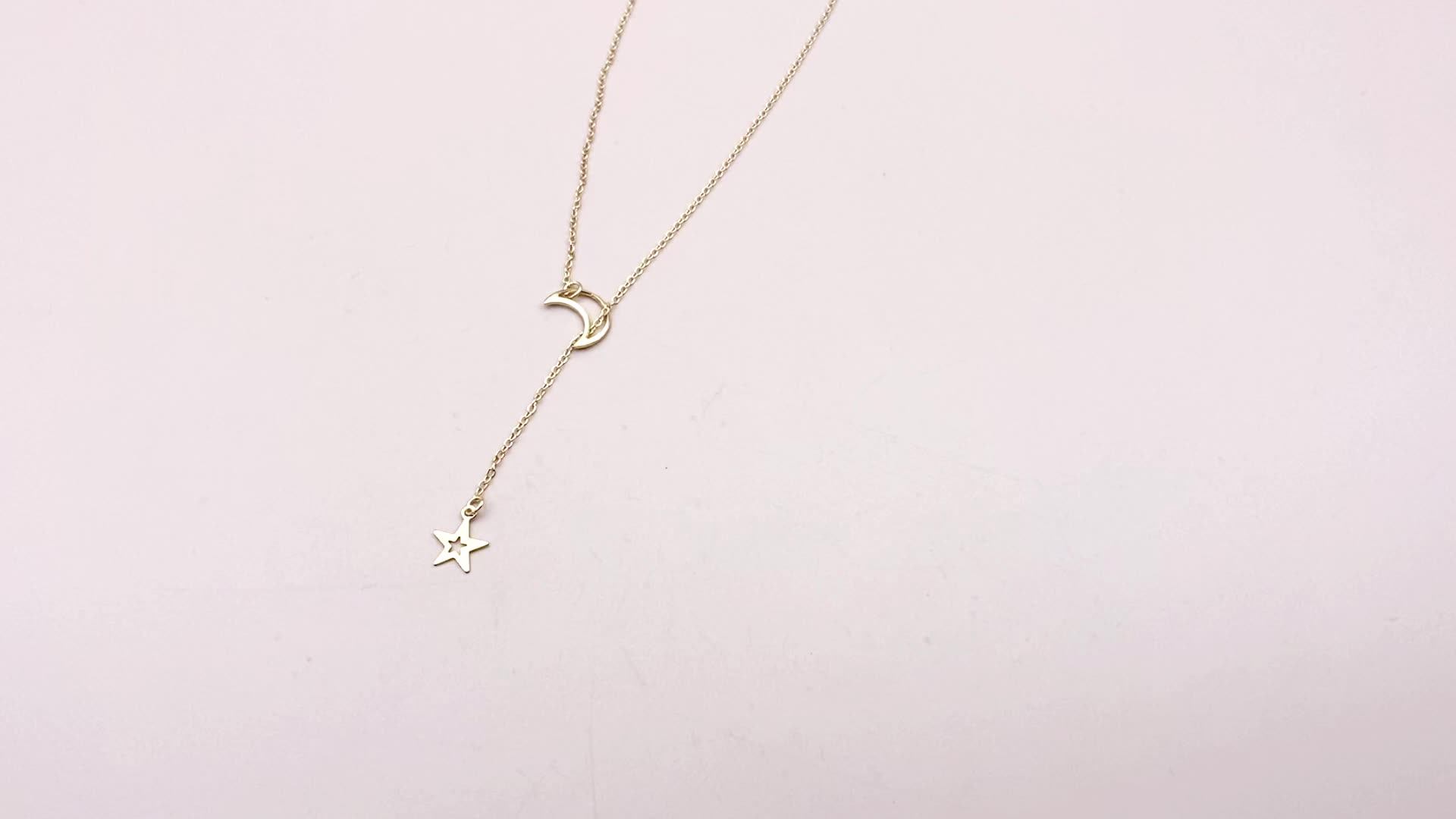 Jachon Designed Y Shaped Necklace Fashion Moon Star Pendant Choker