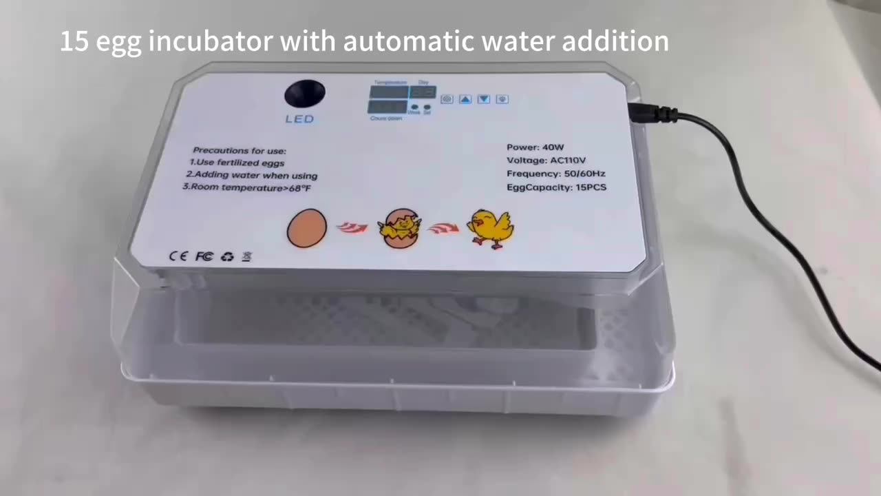 15 Chicken Eggs Automatic Hatching Incubator Chick Duck Quail Home Mini