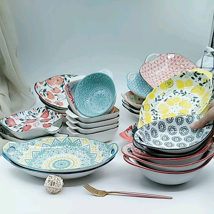 Ceramic Porcelain Handpainted Bakeware For Cereal,Salad,Pasta Or Rice