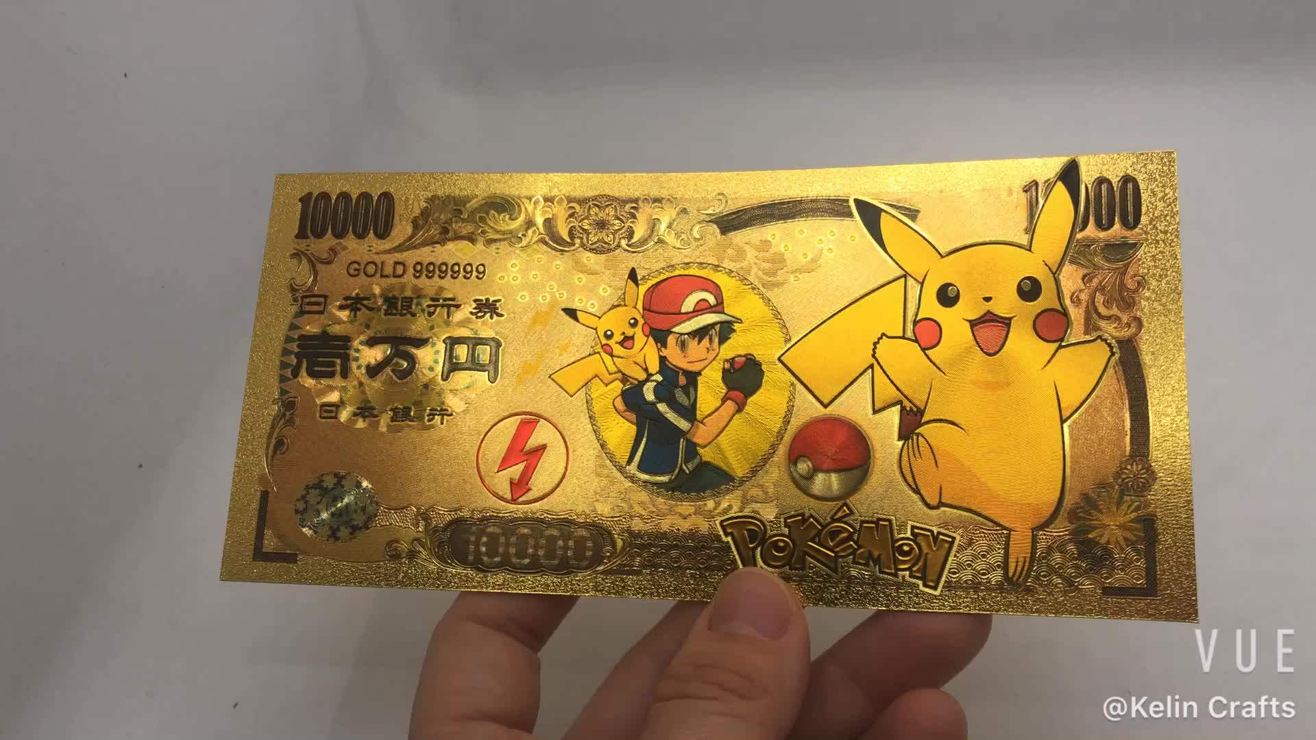 Hot Sale Pokemon Pikachu Ticket Gold Souvenir Banknote Japan Anime