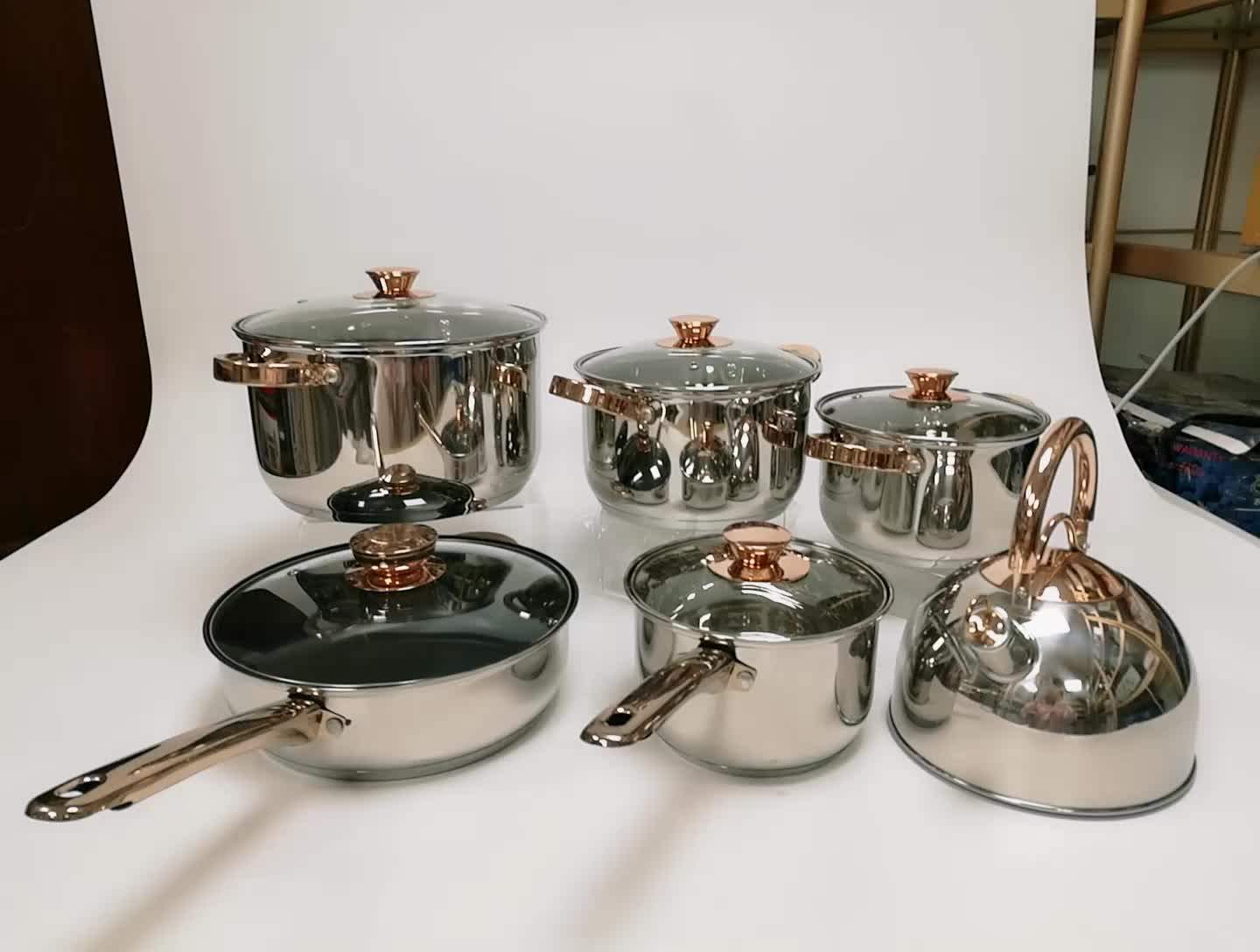 Wholesale Home Use Metal Kitchen Pots Steel Cookware Sets Pans Non