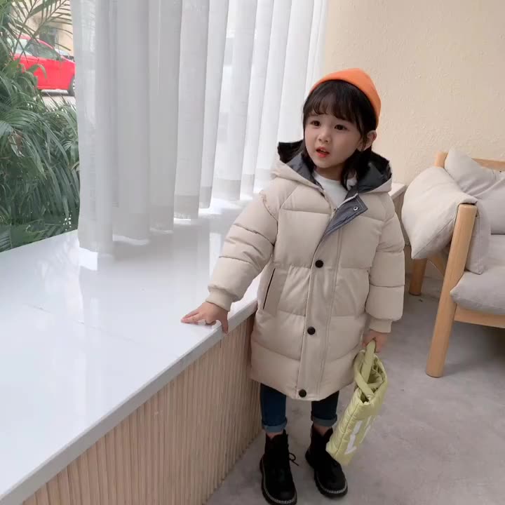 Children's Down Coat Winter Teenage Baby Boys Girls Cottonpadded Parka