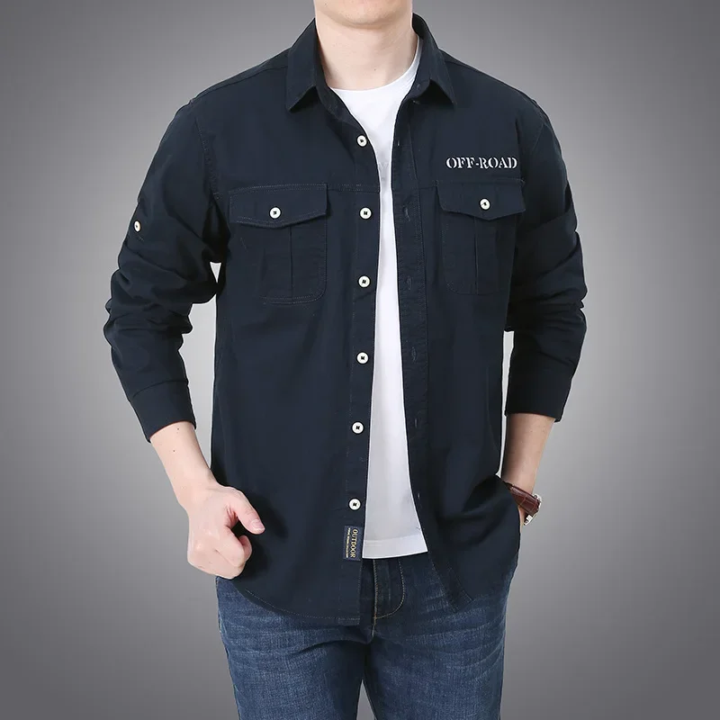 Shirt for Men Spring Season Japanese Style Pure Color Long Sleeve Shirt with High-end Short Sleeve Trendy Cool Hoodie