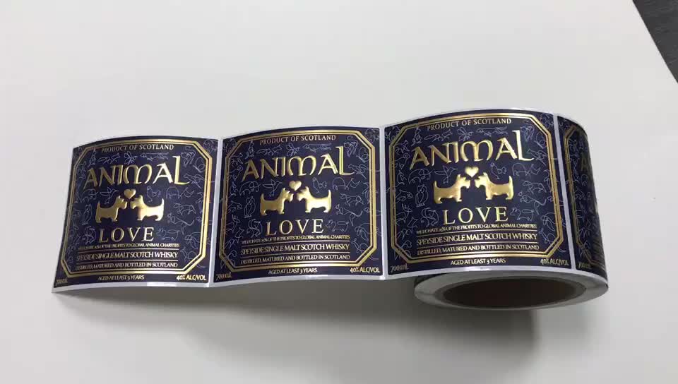 Custom Self Adhesive Wine Label Gold Foil Bottle Sticker Roll Embossed Logo Sticker Label - Buy ...