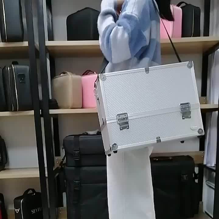 Makeup Train Case Professional Adjustable 6 Trays Cosmetic Cases Makeup