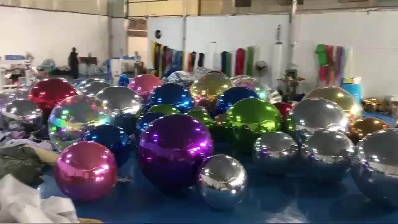 Custom Giant Gold Mirror Sphere Decorative Large Pvc Inflatable Silver