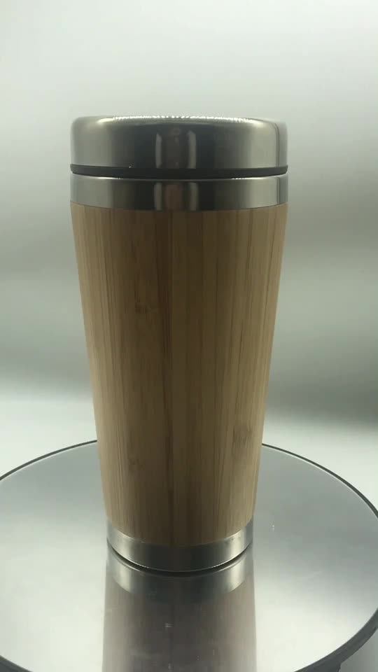 16oz Bamboo Stainless Steel Bottle Coffee Mug,Insulated Bamboo Travel
