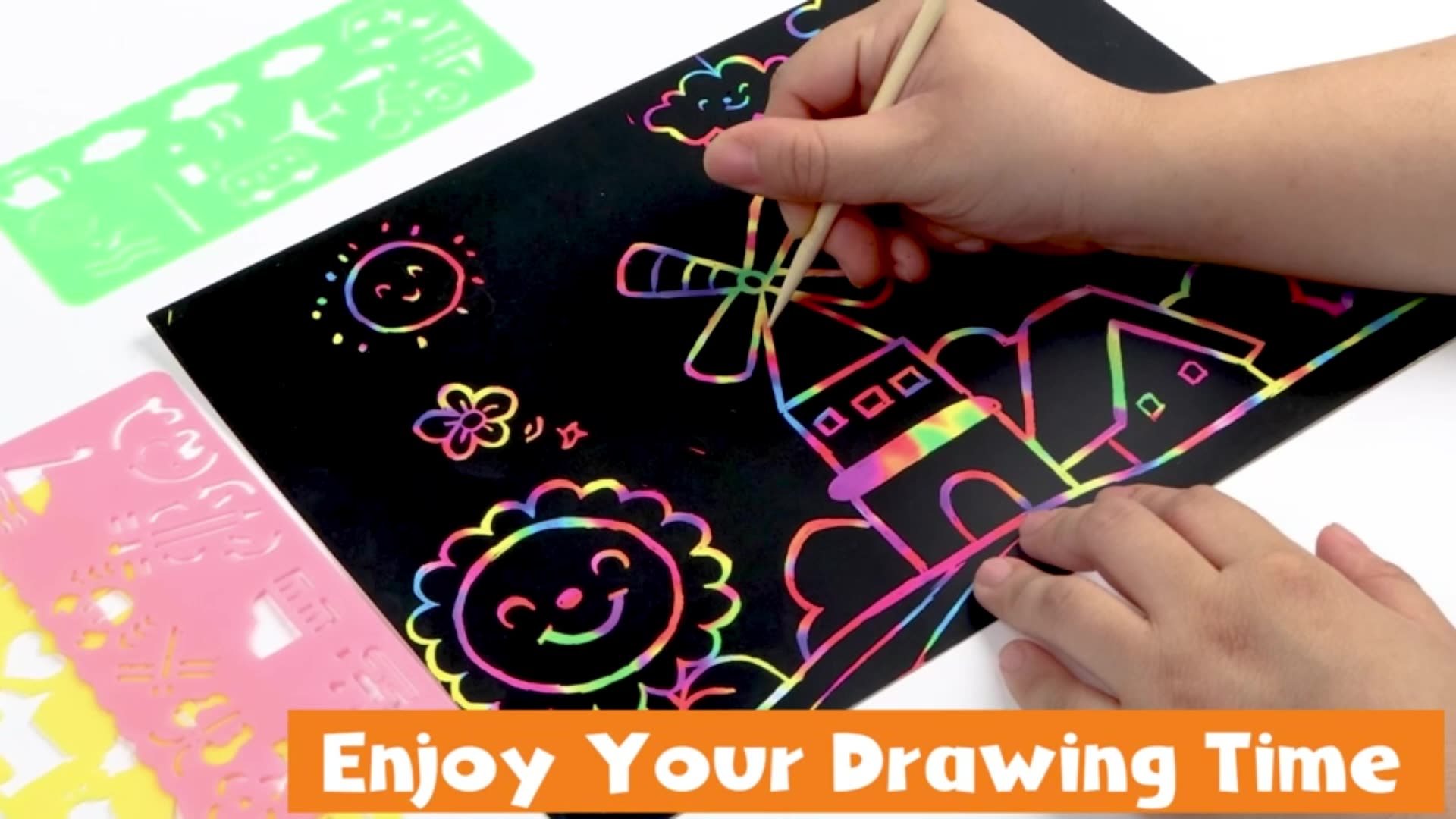 Diy Rainbow Scratch Paper Art Set For Kids Colour Creative Cratch Art