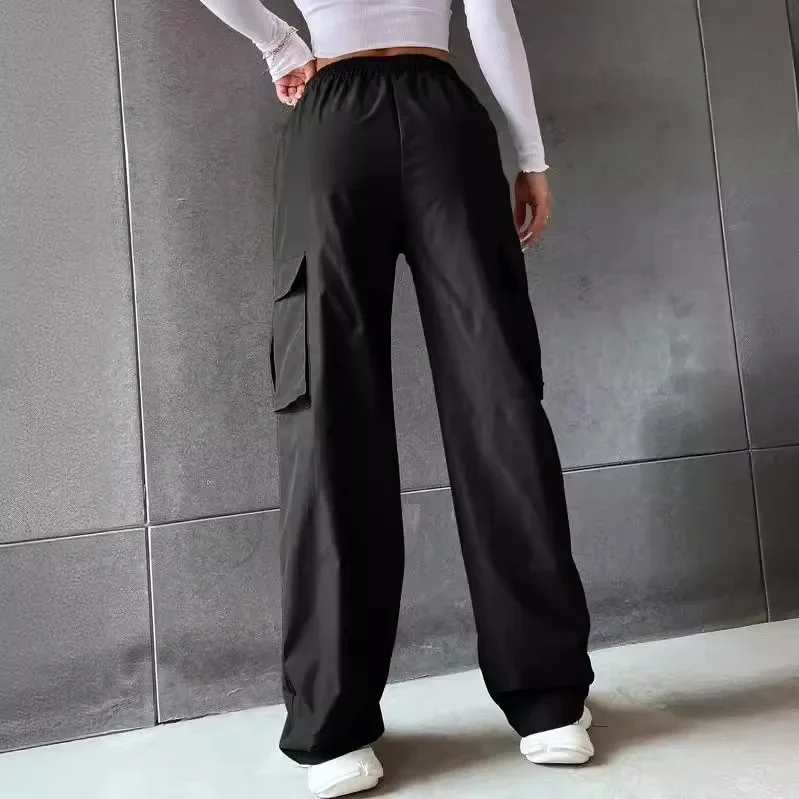 Cross-border Cargo Pants Women's Summer Thin High-Waisted Wide-Leg Straight Trousers Breathable American Retro Style Casual Pants