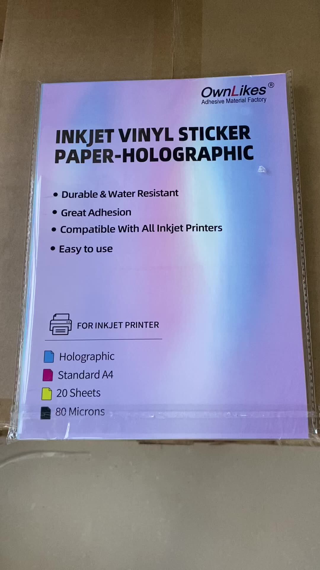 Flexography 20 Pcs Printable Holographic Dries Quickly Waterproof Inkjet Laserjet Sticker Paper