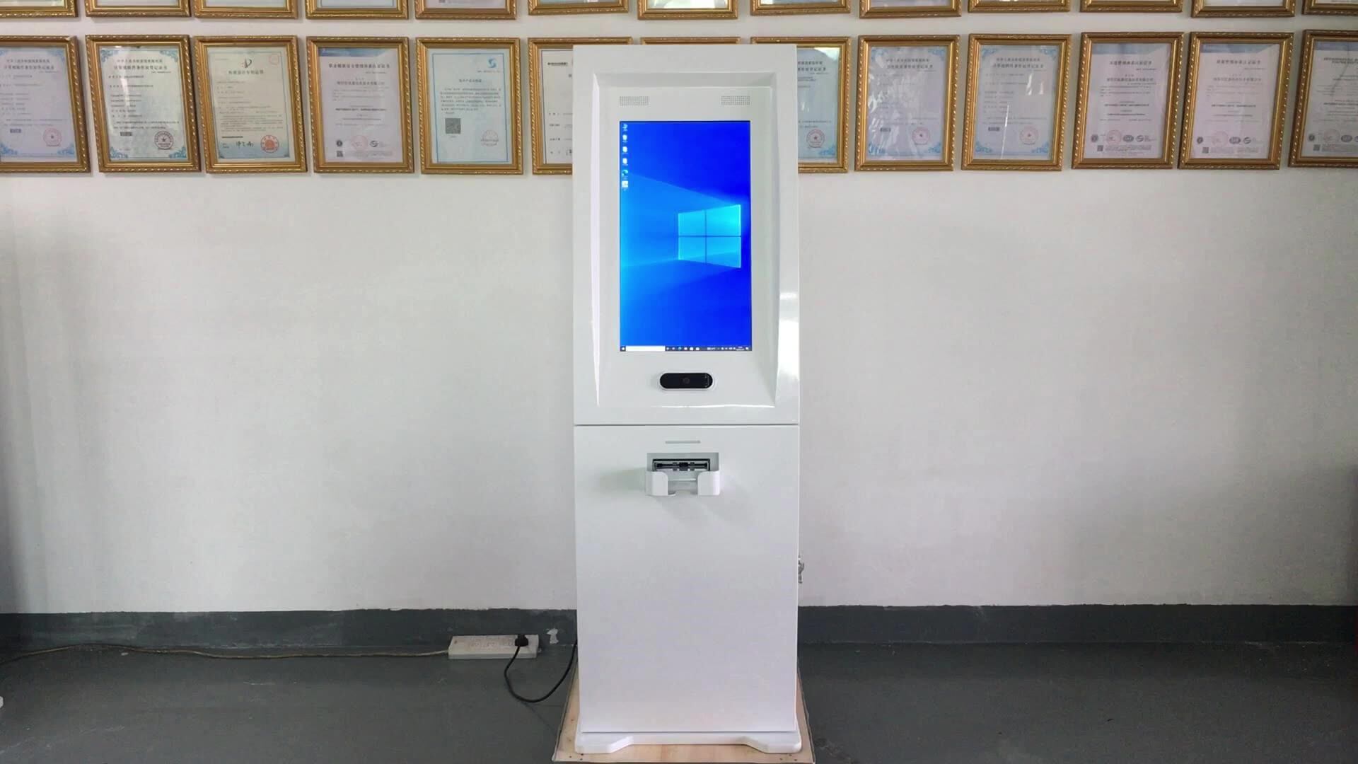 21.5 인치 셀프 서비스 종이 토큰/현금 디스펜서 기계 카메라 또는 바코드 스캐너 옵션