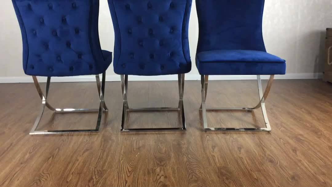 Grey Cross Leg Upholstered Tufted Back Velvet Modern Stainless Steel Dining Chair Buy