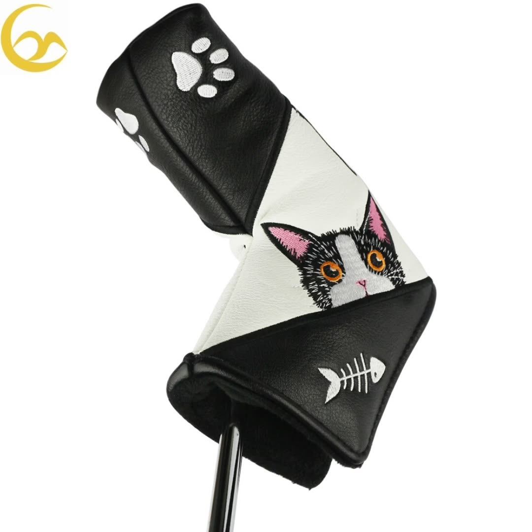 Simple Cute Cat Design Embroidery Golf Putter Headcover Putter Cover