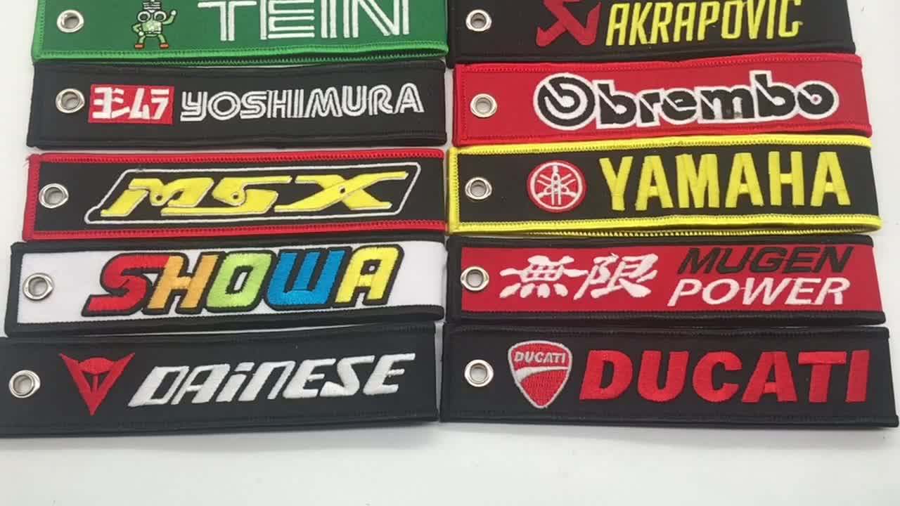 Wholesale Cheap Personality Key Tag Custom Embroidered Name Keyring Motorcycle Bike Embroidery