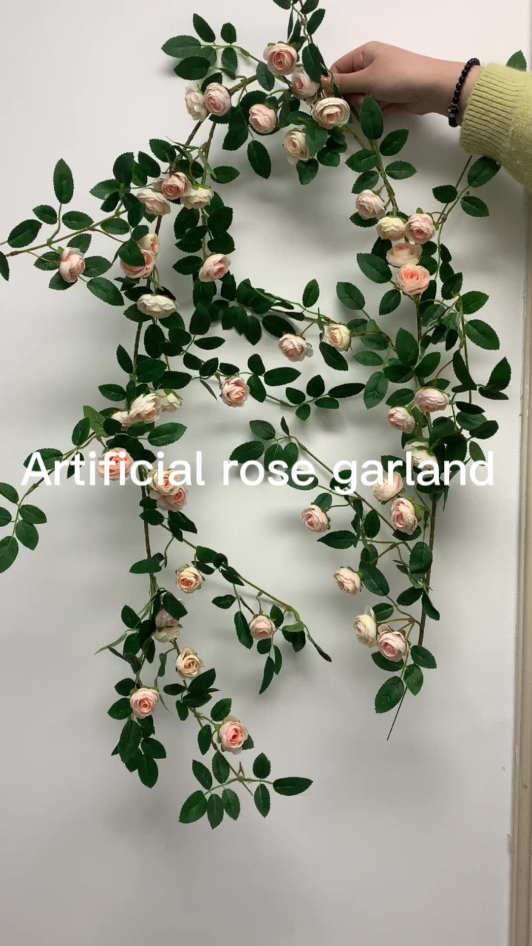 Qslha141 Hanging Silk Flower Garland Artificial Rose Vine For Store