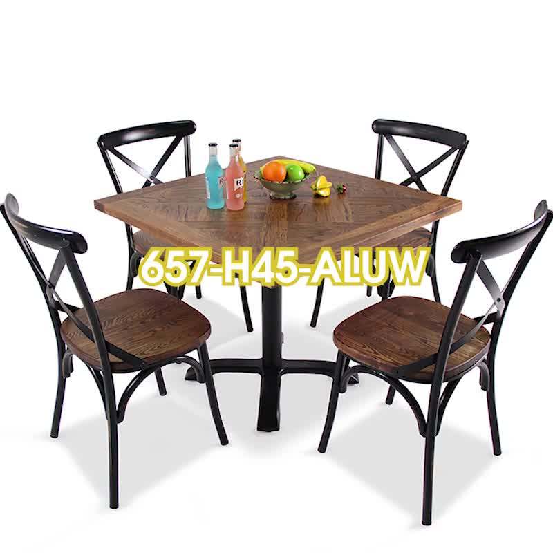 Commercial Industrial Loft Style High Bar Chair With Timber Wood