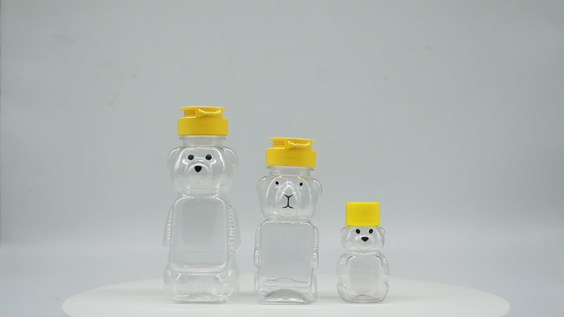 8oz Bear Squeeze Plastic Pet Honey Bear 2 Panel Bottles With Yellow